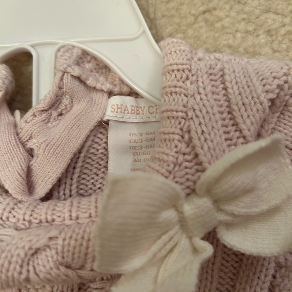 Shabby Chic Matching Set Footies and Cable Knit Sweater Size 3-6M - Picture 2 of 3